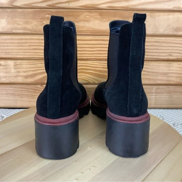 Antonio de Faria Boots Women's 9 US Black Suede Leather Chelsea Platform Chunky - Picture 5 of 11